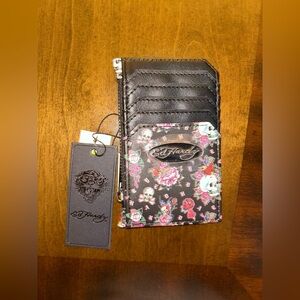 NWT Ed Hardy Black and Pink Skull Wallet